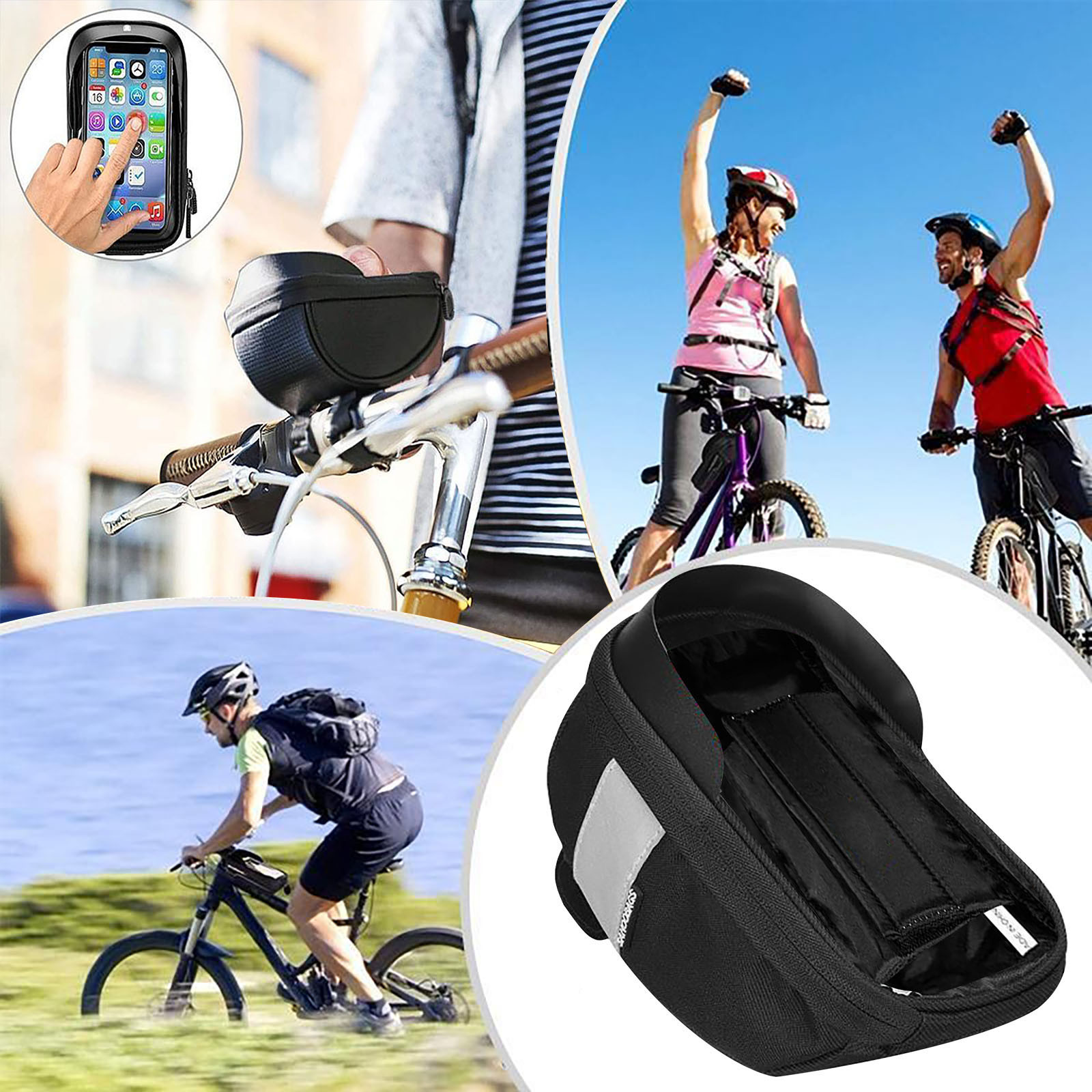 Cycling Gear Display - Waterproof Bicycle Phone Bag Handlebar Pouch